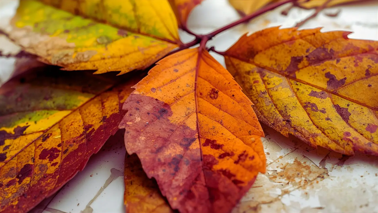 Demonstration of layering technique in autumn leaves coloring showing color buildup