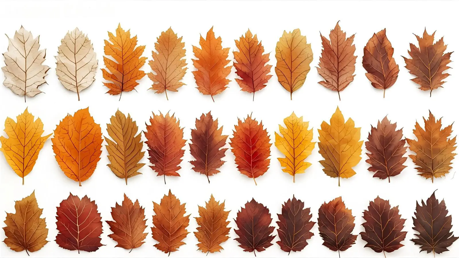Different color palette options for autumn leaves coloring showing classic and alternative combinations