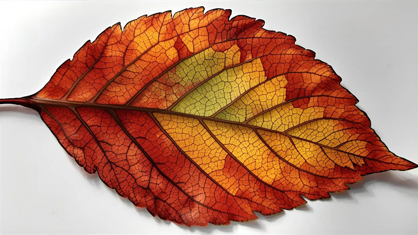 Autumn leaves coloring showing shadow and highlight placement for realistic depth