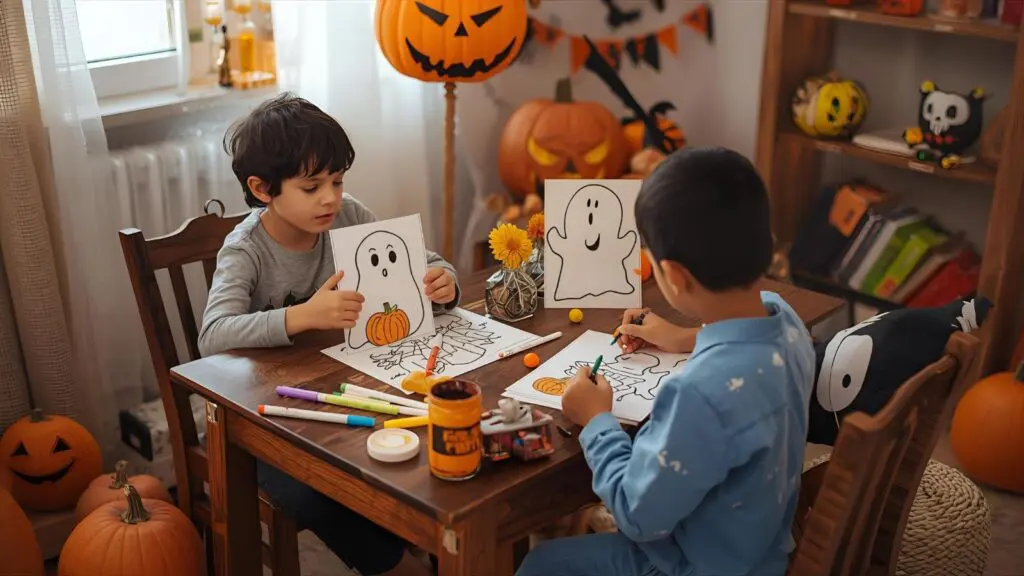 Halloween Coloring. Kids coloring fun Halloween pumpkins