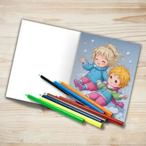 single-sided Winter Kawaii Coloring Pages