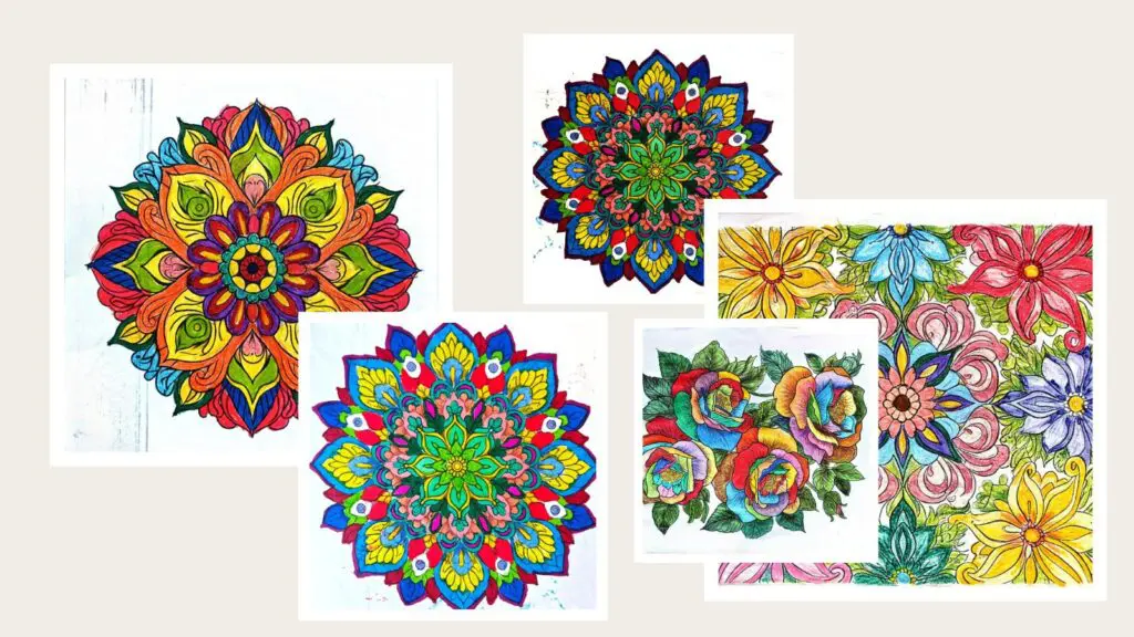 Community shared mandala coloring artworks