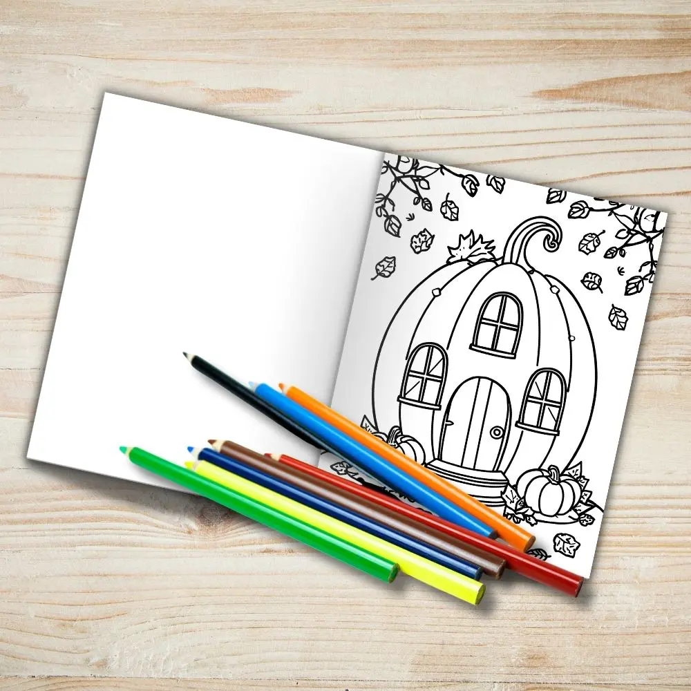 10 Fall Coloring Book Pages-single-sided