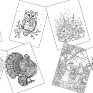 Samplers - Sinle sided -Gift - 35 Thanksgiving Coloring Pages PDF - Instant Download
