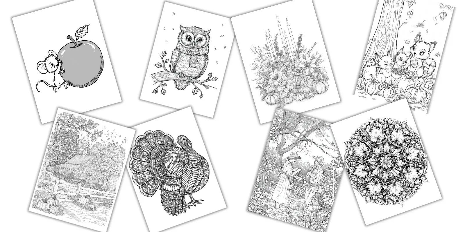 Samplers - Sinle sided -Gift - 35 Thanksgiving Coloring Pages PDF - Instant Download