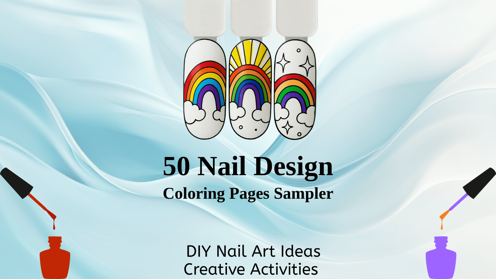 creative nail designs - 50 Nail Design Coloring Pages Sampler - DIY Nail Art Ideas & Creative Activities