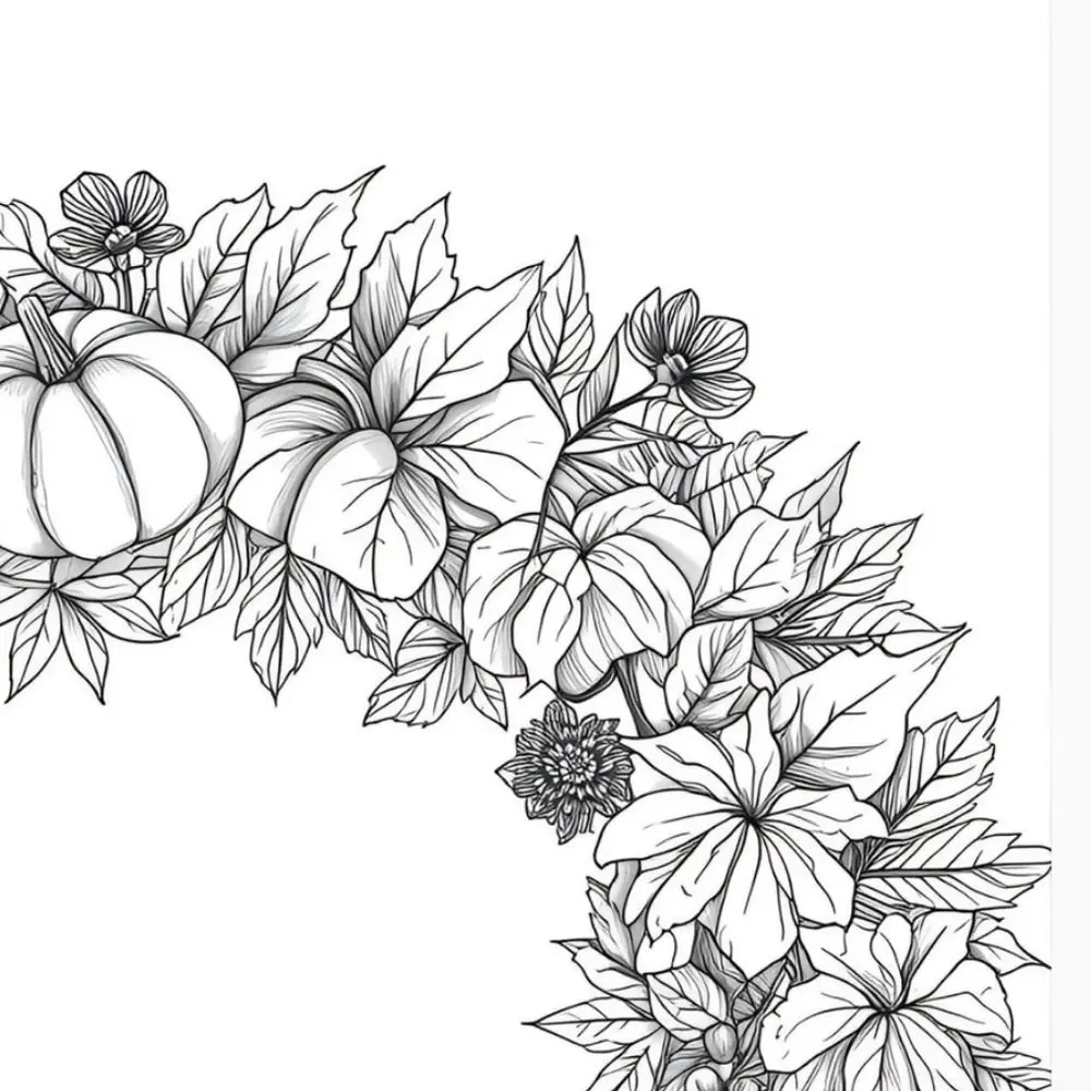 10 Fall Coloring Book Pages close-up