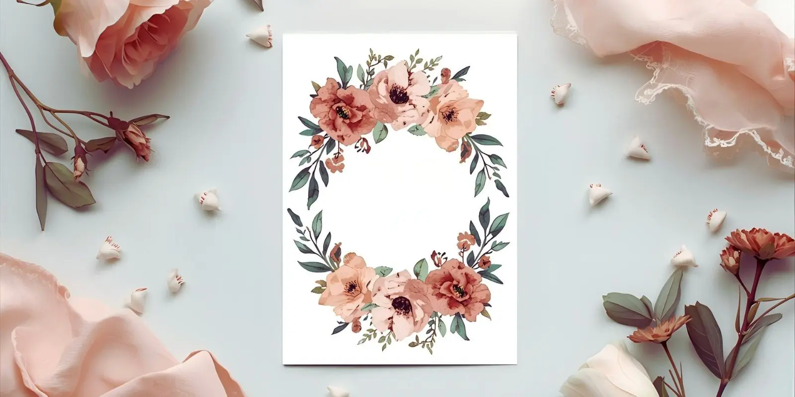 Printable floral greeting card with watercolor flowers and elegant typography