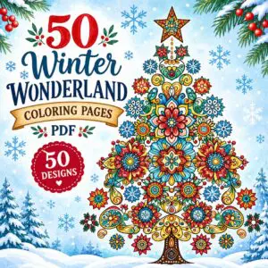 winter wonderland coloring pages PDF 50 designs