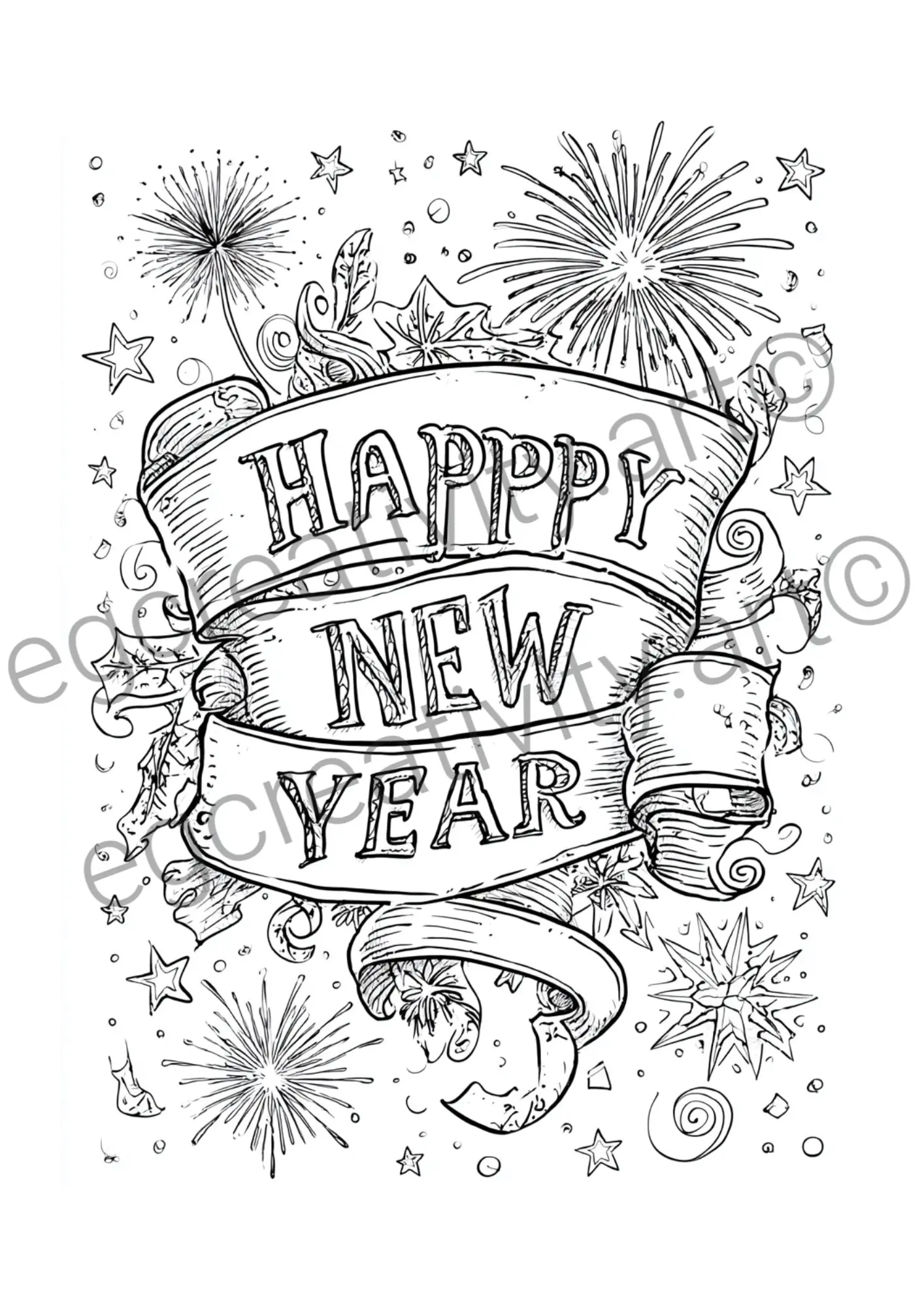 2026 New Year coloring page