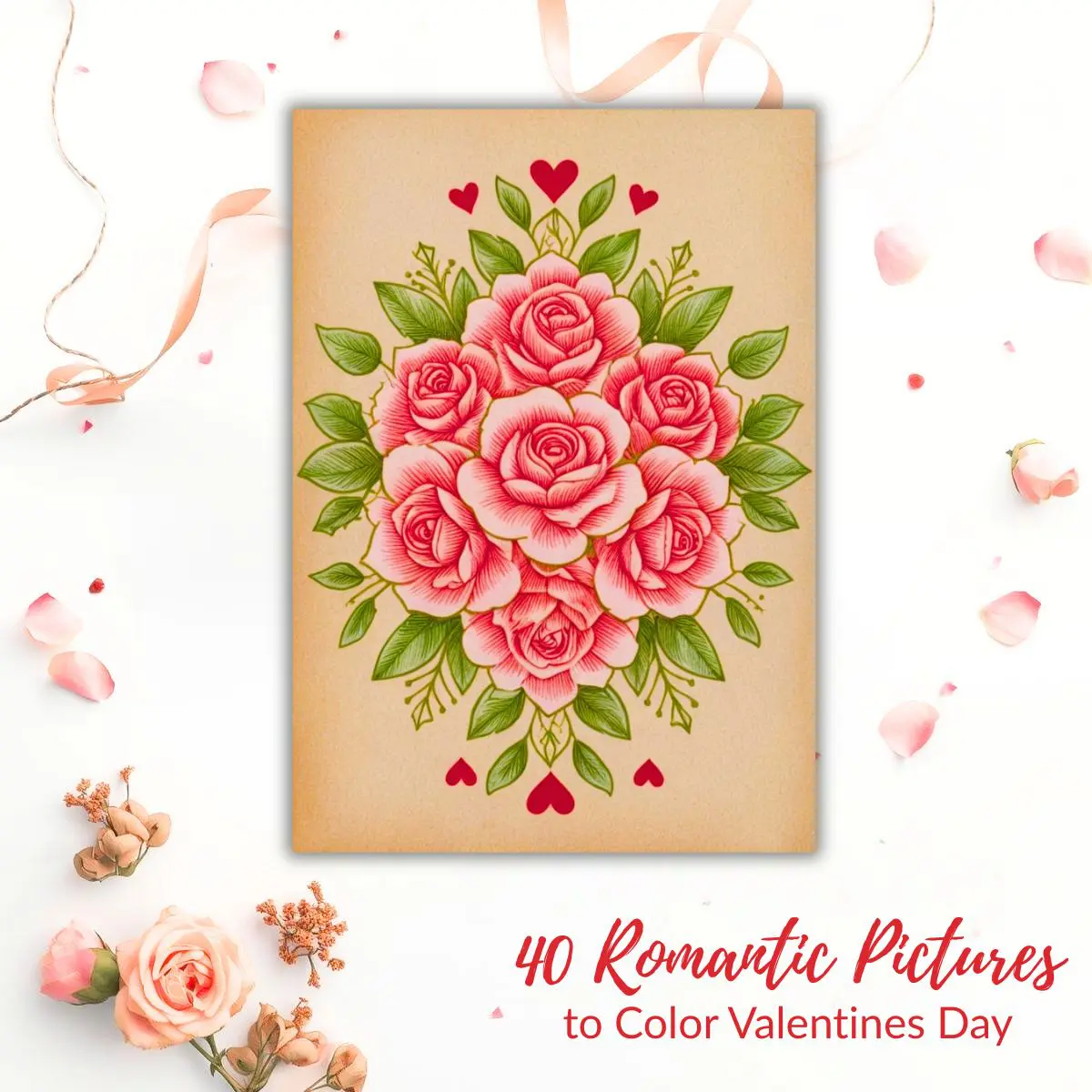 Pictures to Color Valentines Day | 40 Romantic Coloring Designs for Kids & Adults