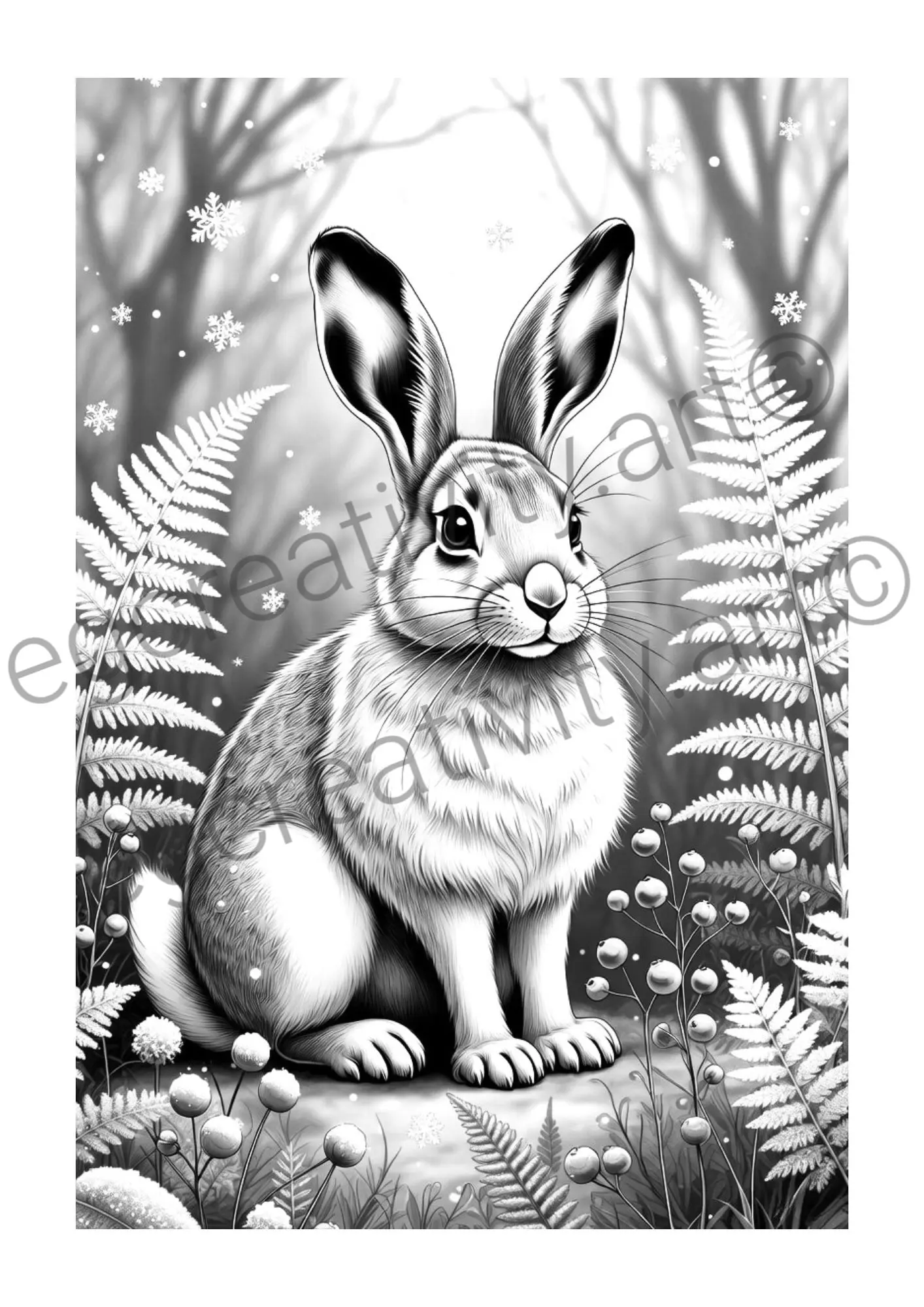 cute winter animal coloring pages in snowy scenery