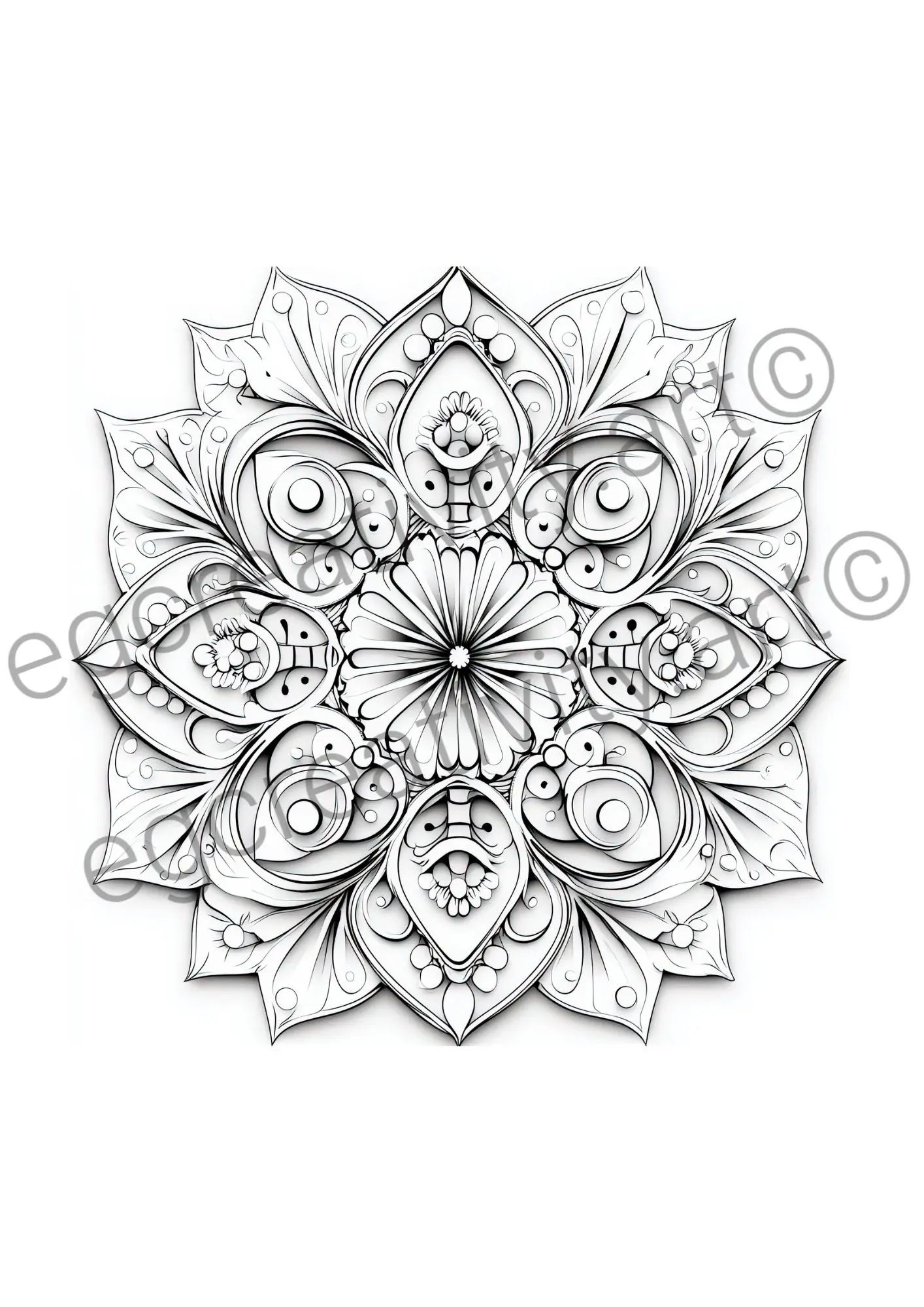 Instant download mandala PDF with printable coloring pages for adults