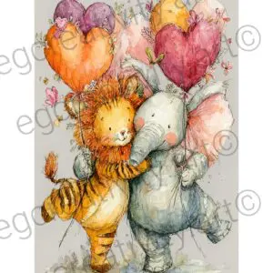 Kawaii pastel animal Valentine’s card printable for kids