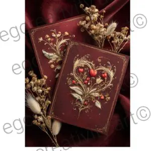 Premium Valentines card design set, elegant dark velvet texture, printable