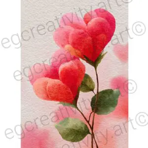 Foldable romantic Valentine’s card with roses and heart design, ready to write