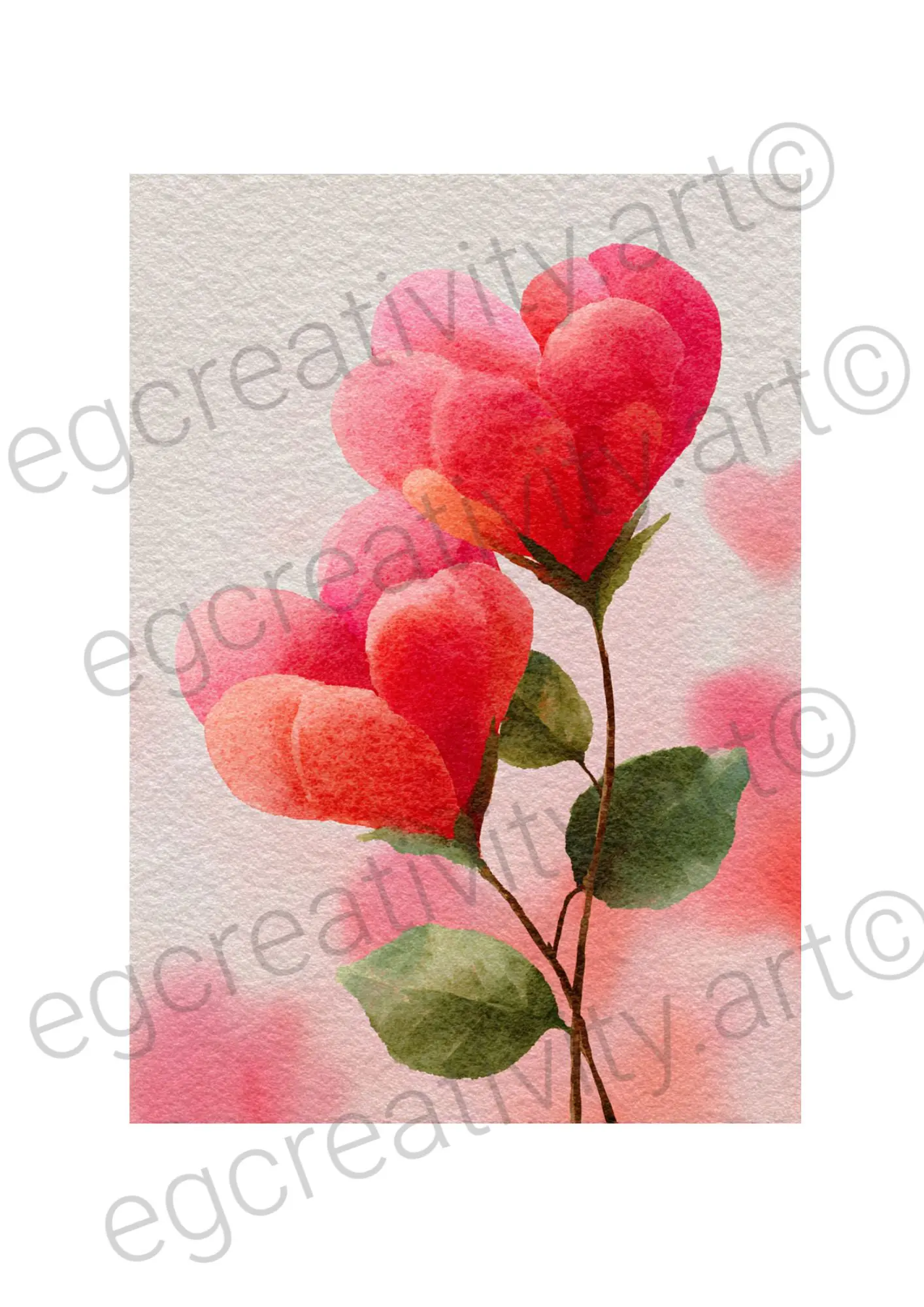 Foldable romantic Valentine’s card with roses and heart design, ready to write