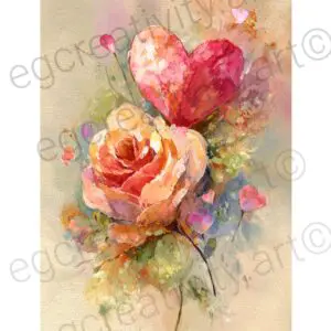 Romantic Valentine’s Day card with roses and hearts, foldable greeting card