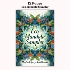 Eco Mandala Sampler featuring 12 mindful mandalas printable for relaxation