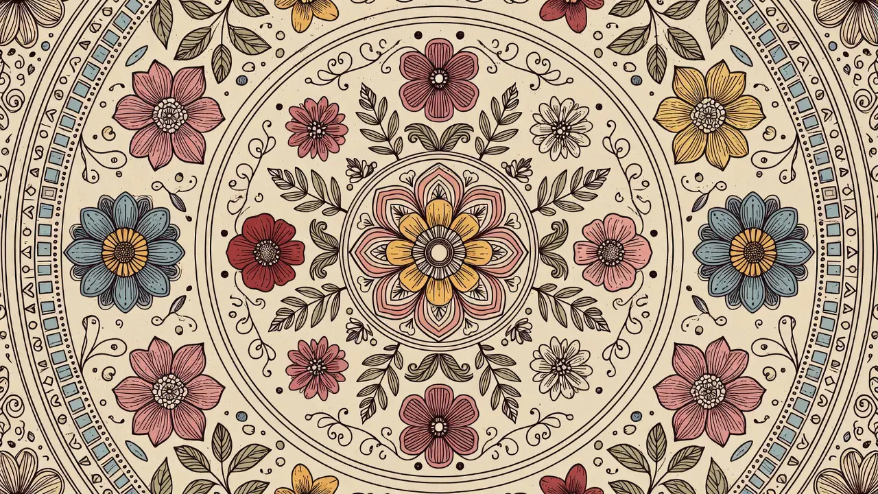 Completed nature mandala coloring artwork