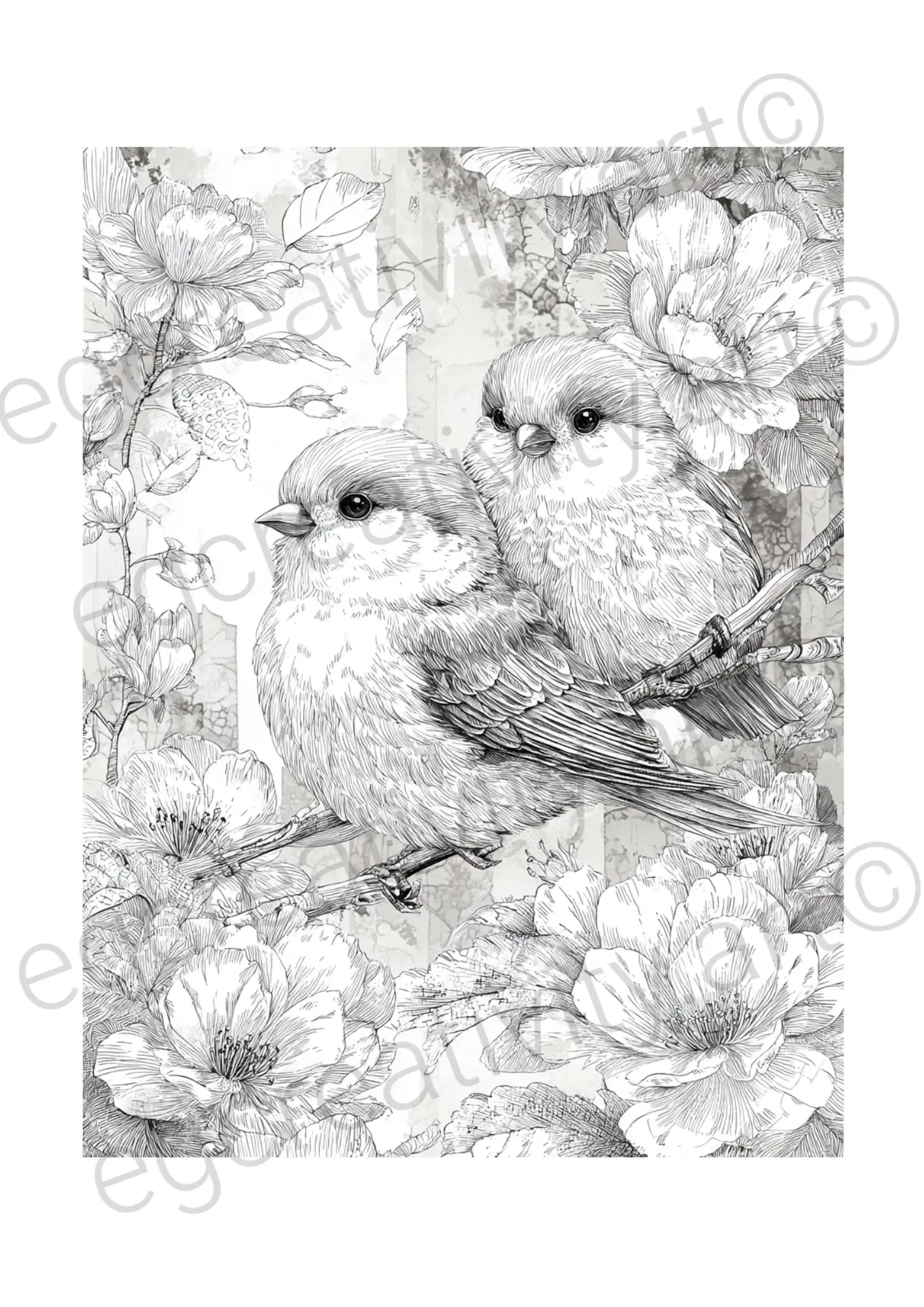 Spring reset coloring page with calming floral pattern in A4 format