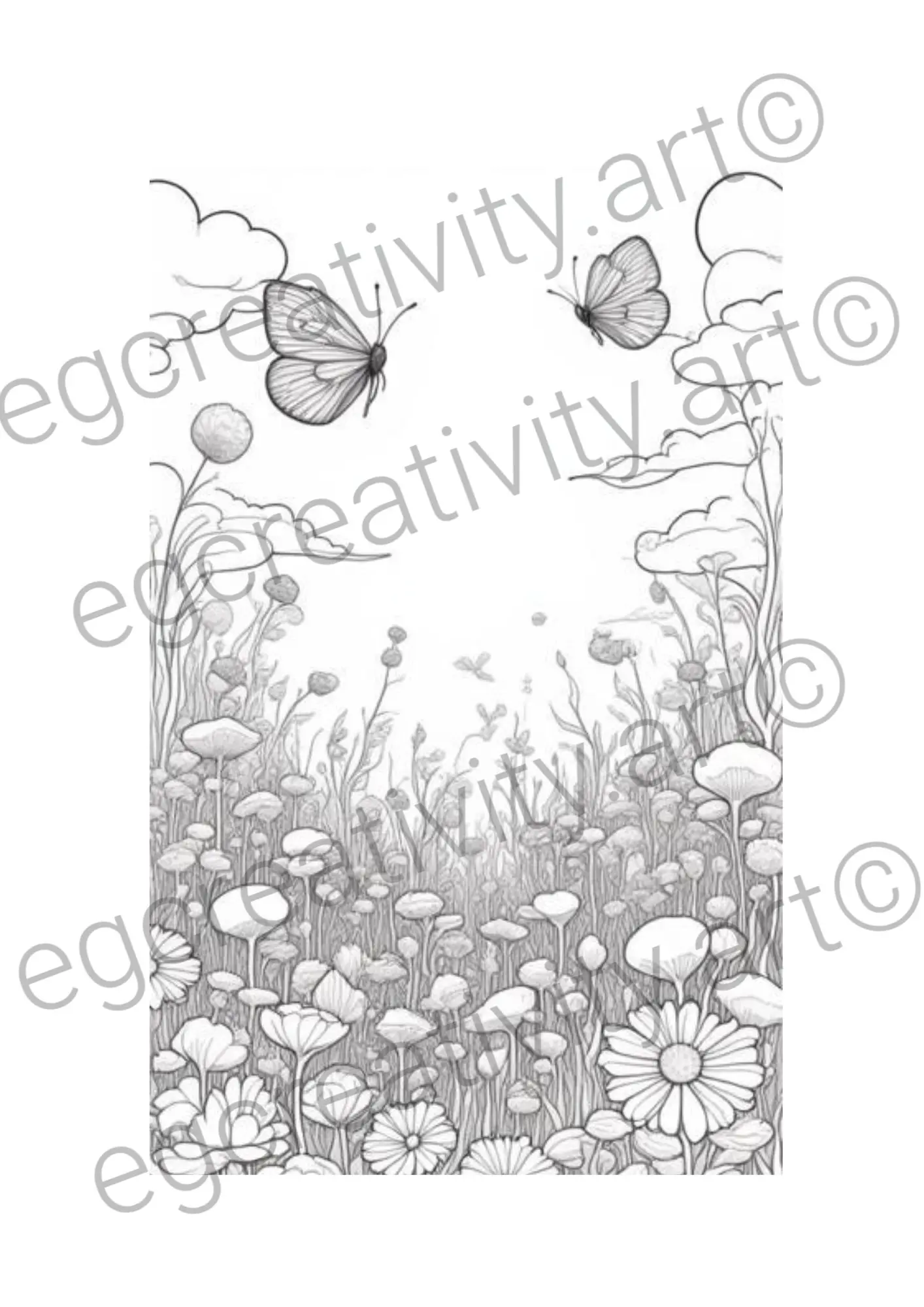 Relaxing landscapes coloring book page with nature themed coloring pages of a serene garden