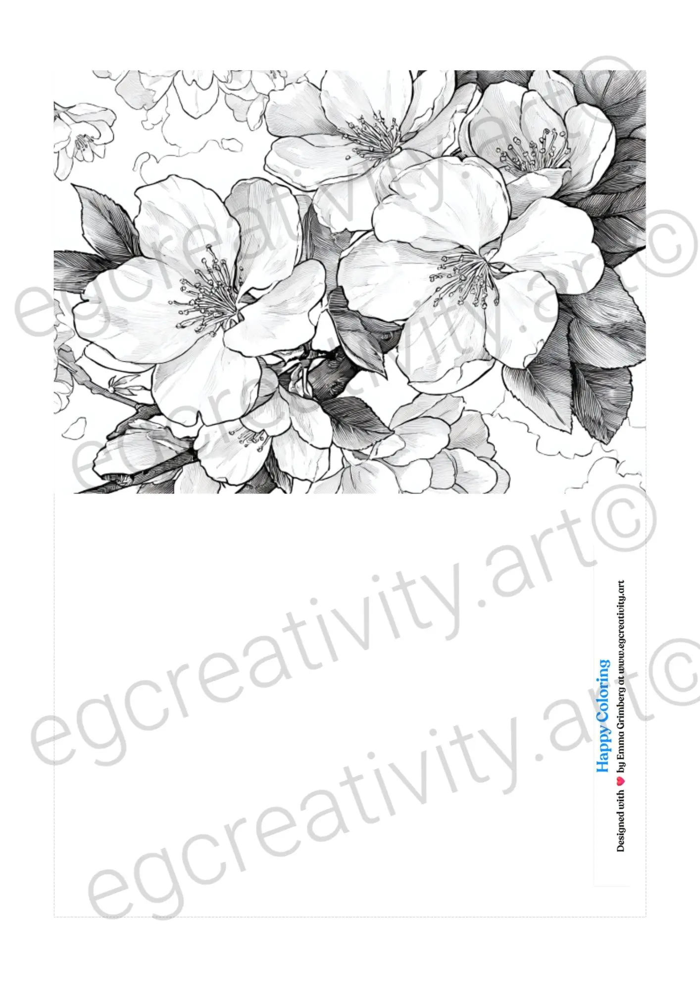 Spring foldable cards printable set showing floral coloring greeting card design with butterfly motifs