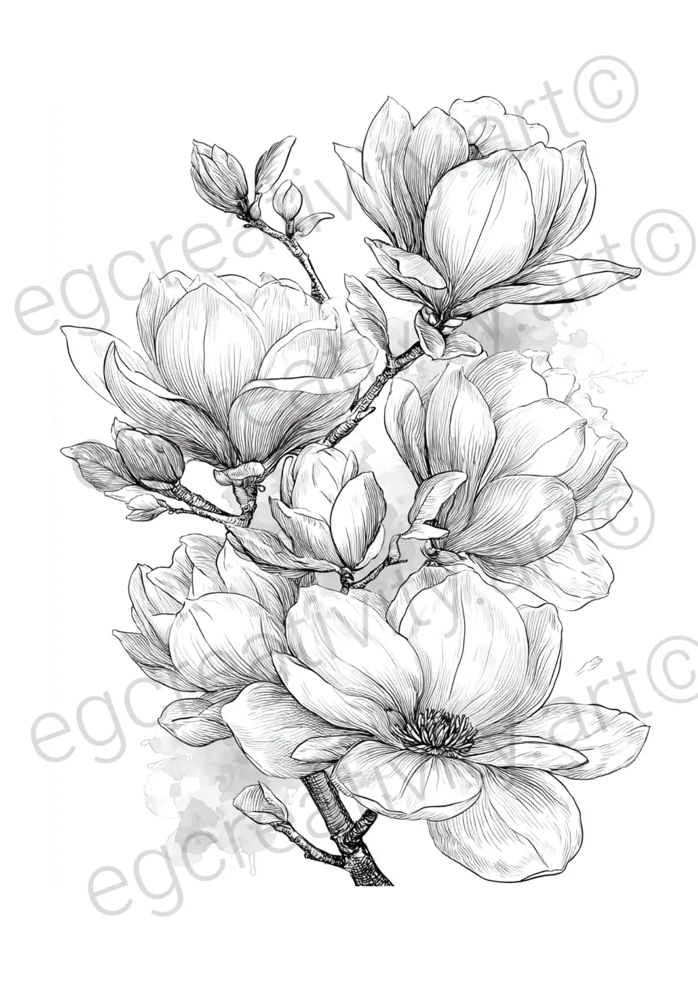 Spring reset coloring page with calming floral pattern in A4 format