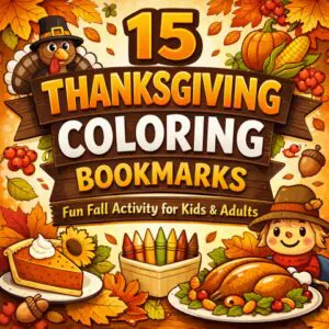 15 Thanksgiving Coloring Bookmarks - Fun Fall Activity for Kids & Adults