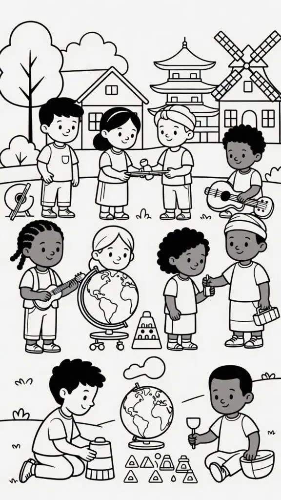 Cultural Competence Educational Coloring Pages for Kids