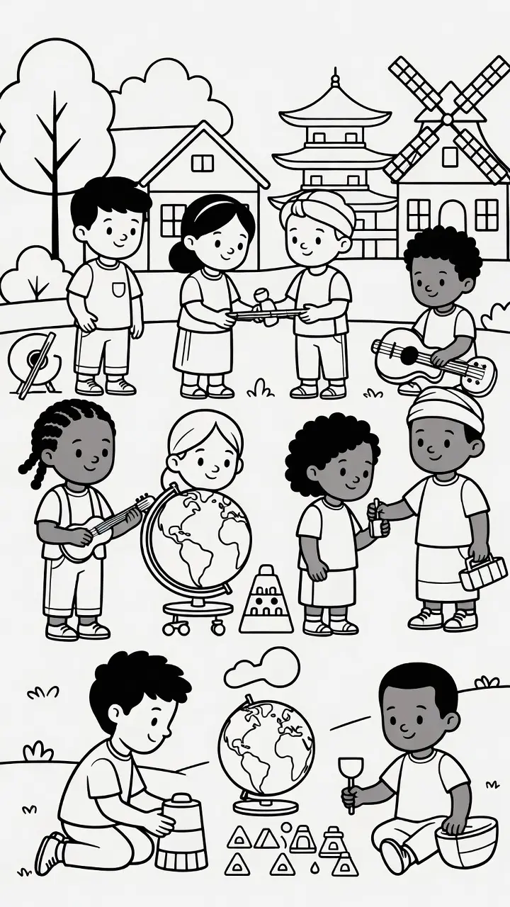Cultural Competence Educational Coloring Pages for Kids