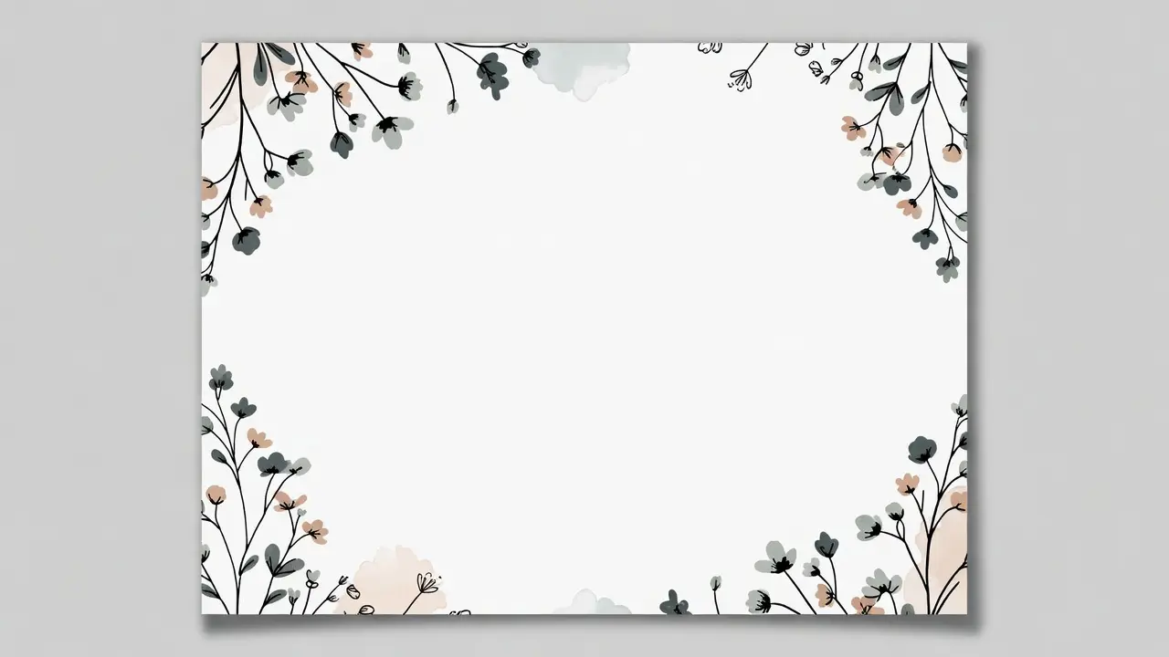 Minimalist printable greeting card with soft decorative floral illustration and message space. greeting cards printables