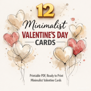 12 Minimalist Valentines Day Cards – Printable PDF
