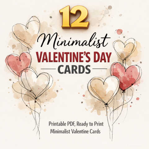 12 Minimalist Valentines Day Cards – Printable PDF