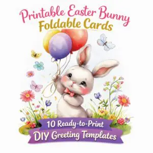 Easter Bunny Printable Cards - 10 Foldable Ready-to-Print DIY Greeting Templates