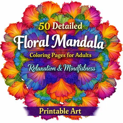 Detailed floral mandala coloring page sample for relaxation - floral mandala coloring pages PDF