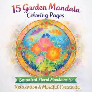 15 Garden Mandala Coloring Pages – Botanical Floral Mandalas for Relaxation & Mindful Creativity