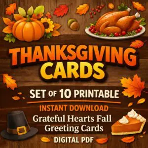 Thanksgiving Cards Set of 10 Printable