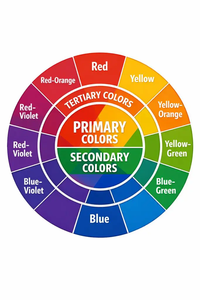 color wheel basics showing primary secondary and tertiary colors