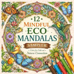 Eco Mandala Sampler featuring 12 mindful mandalas printable for relaxation