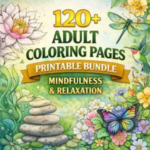 Adult coloring pages printable bundle featuring 120+ mindfulness and relaxation designs