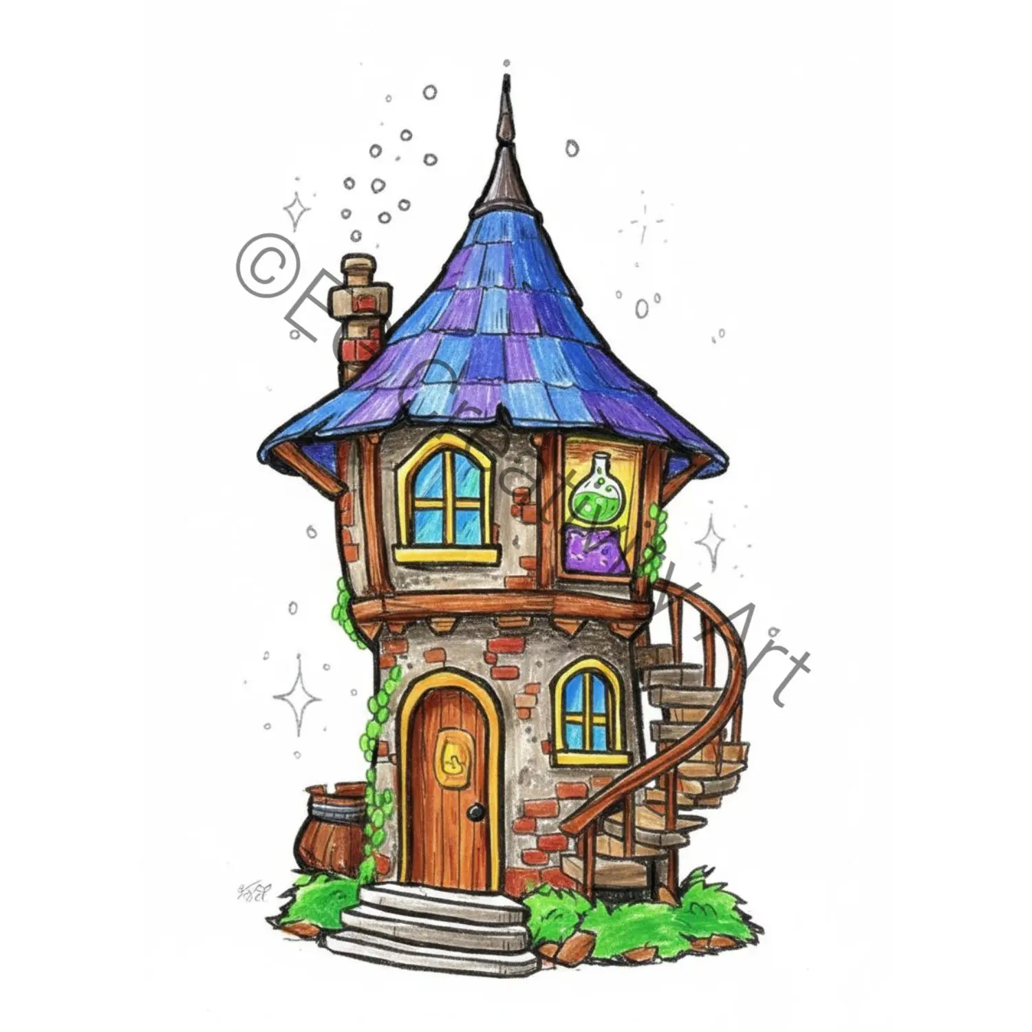 50 Whimsical Cottage Coloring Pages for Adults– Escape Into Calm (1)