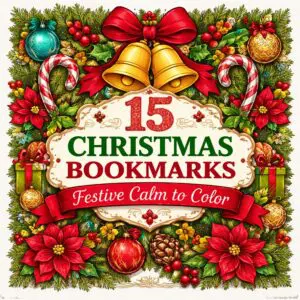 15 Christmas Coloring Bookmarks for Adults | A4 Printable PDF