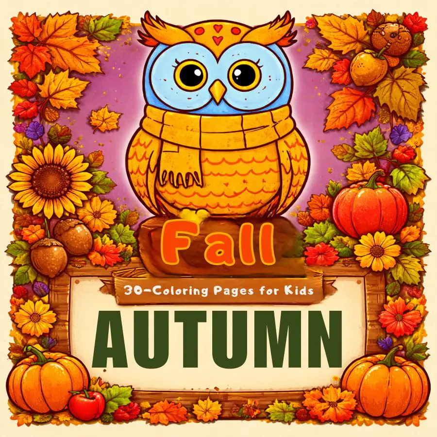 Fall Coloring Book for Kids Ages 3-8