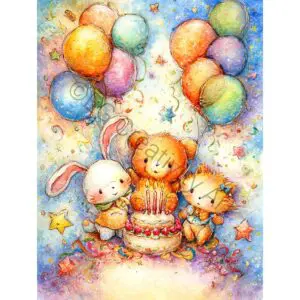 Set of 12 Foldable 5x7 Happy Birthday Greeting Cards with Balloons & Gift Boxes