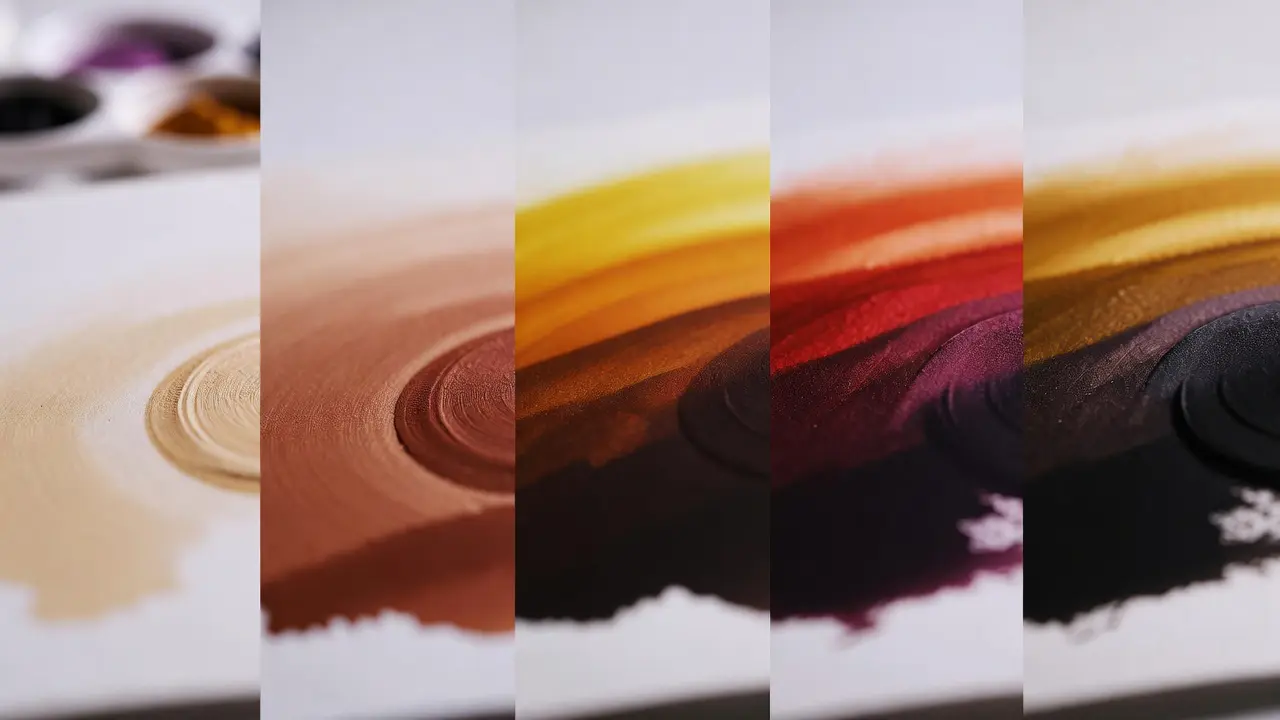 Step-by-step demonstration of color blending techniques showing gradient transitions from light to dark using circular motions and layering methods