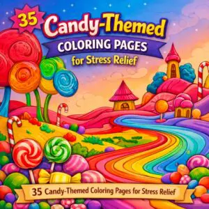 Gummy Dreamland Candy Coloring Pages (35 Pages) – Fantasy & Whimsical Coloring Art Printable PDF