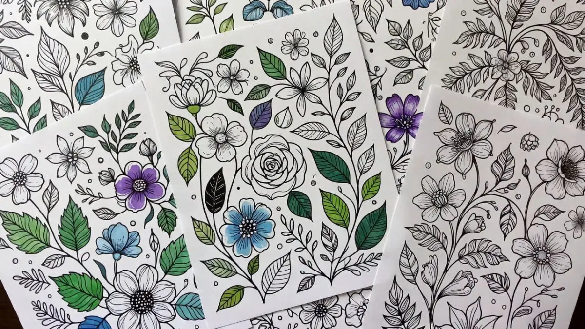 mindfulness colouring pages for adults with calm botanical patterns C