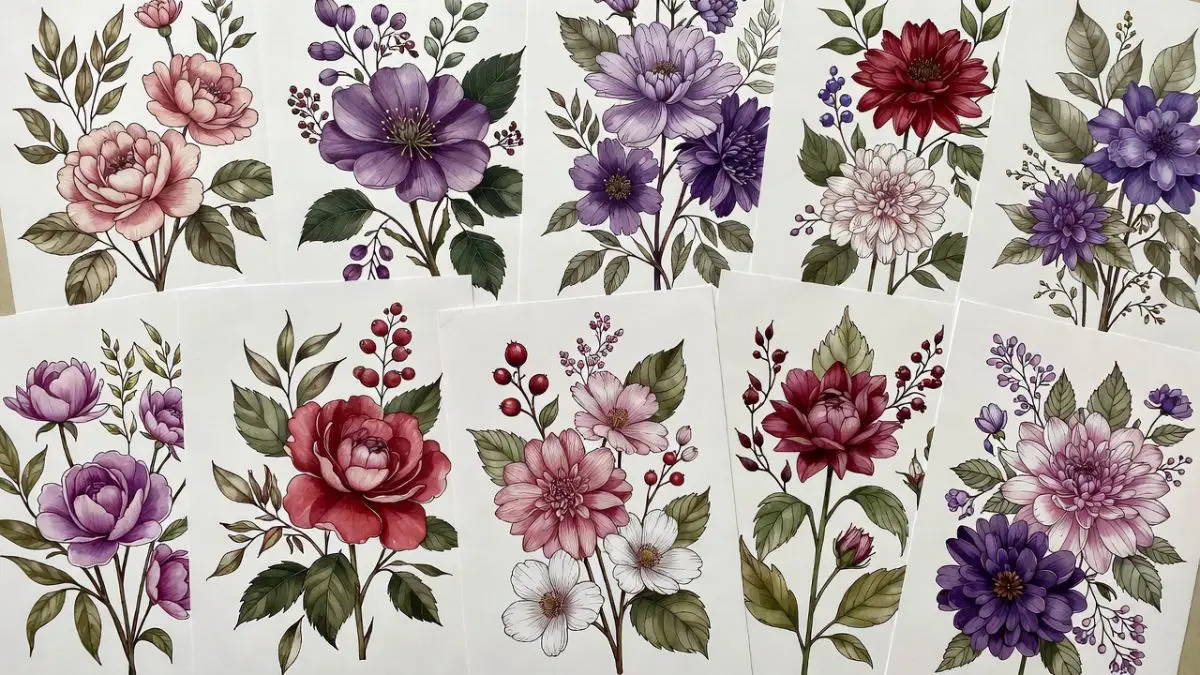 premium printable floral coloring pages for adults with detailed botanical art