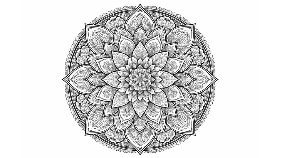 Mandala flower coloring pages for adults featuring intricate symmetrical botanical mandala designs